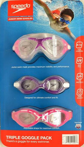 Speedo Junior Swim Goggles 3-Pack, Multi-Color & Shape - Variety Pack in Saudi Arabia