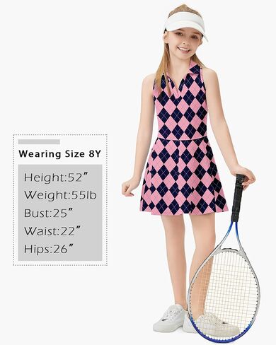 WOWENY Girls Tennis Dress Polo Sleeveless Golf Outfit Kids Workout Sets Athletic Dress with Shorts Pockets 4-14 Years in Saudi Arabia
