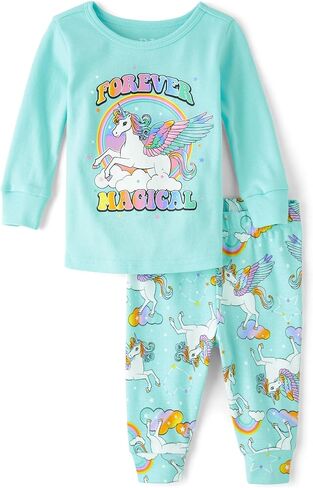 The Children's Place Baby Girl's and Toddler Long Sleeve Top and Pants Snug Fit 100% Cotton 2 Piece Pajama Set in Saudi Arabia