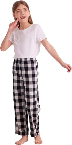 HiddenValor Big Girls Lightweight Woven Cotton Pajama Lounge Pants with Pockets in Kuwait