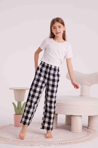 HiddenValor Big Girls Lightweight Woven Cotton Pajama Lounge Pants with Pockets in Kuwait