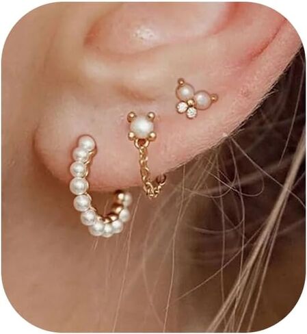 Gold Earrings for Women, 14K Gold Plated Cute Cross Butterfly Star Earring Stacks Dainty Huggie Earrings for Women Trendy Small Gold Hoop Earrings Non Tarnish Womens Jewelry in Kuwait