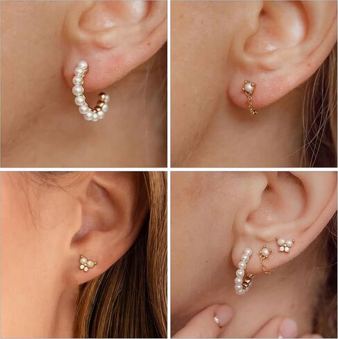 Gold Earrings for Women, 14K Gold Plated Cute Cross Butterfly Star Earring Stacks Dainty Huggie Earrings for Women Trendy Small Gold Hoop Earrings Non Tarnish Womens Jewelry in Kuwait