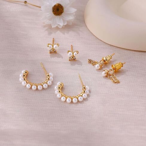 Gold Earrings for Women, 14K Gold Plated Cute Cross Butterfly Star Earring Stacks Dainty Huggie Earrings for Women Trendy Small Gold Hoop Earrings Non Tarnish Womens Jewelry in Kuwait