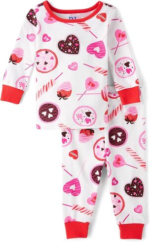 The Children's Place Baby Girl's and Toddler Long Sleeve Top and Pants Snug Fit 100% Cotton 2 Piece Pajama Set in Saudi Arabia