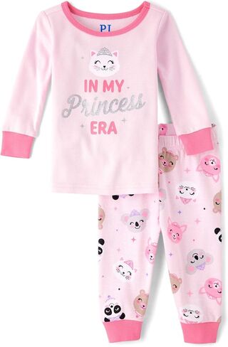 The Children's Place Baby Girl's and Toddler Long Sleeve Top and Pants Snug Fit 100% Cotton 2 Piece Pajama Set in Saudi Arabia