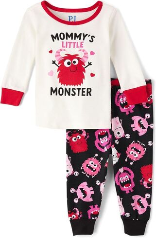 The Children's Place Baby Girl's and Toddler Long Sleeve Top and Pants Snug Fit 100% Cotton 2 Piece Pajama Set in Saudi Arabia