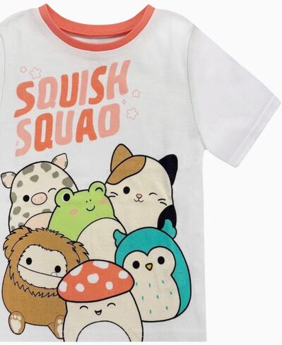 Squishmallows Girls Pajama Set - 3 Piece Pants, T-Shirt & Shorts - Cotton Sleepwear PJ Set for Kids - Official License in Kuwait