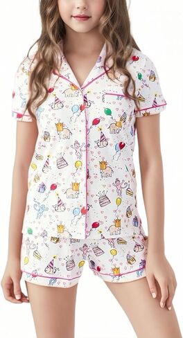 الزي الصيفي Girls ، Kids 2 قطعة زر أسفل Monkey Bunny Beach Shorts مجموعة الأسطوانة preppy الأرنب y2k صالة pjs in Saudi Arabia