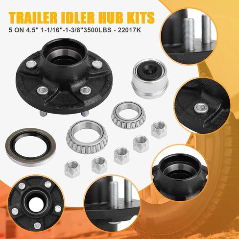 2 مجموعة 3500 رطل مجموعة محور Trailer 5 زوج 4.5 ‘for 1-1/16 '‘ to 1-3/8' 'محور مدبب المقطور in Kuwait