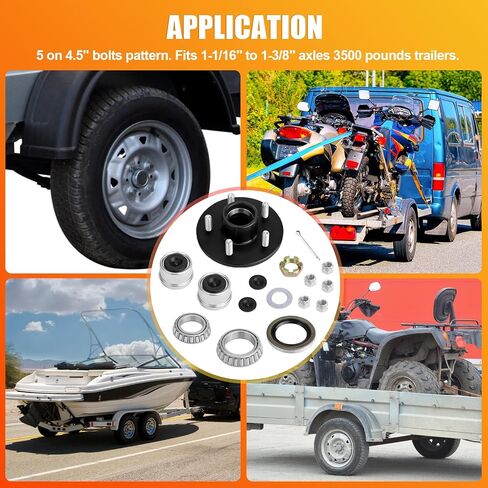 2 مجموعة 3500 رطل مجموعة محور Trailer 5 زوج 4.5 ‘for 1-1/16 '‘ to 1-3/8' 'محور مدبب المقطور in Kuwait