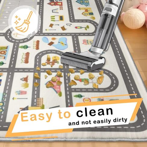 5x7ft Kids Town Road Play Rug - Non-Slip Acrylic Carpet with Interactive City Map Design, Educational Toy Vehicle Mat for Kids, Bedroom Playroom Nursery Gift. in Saudi Arabia