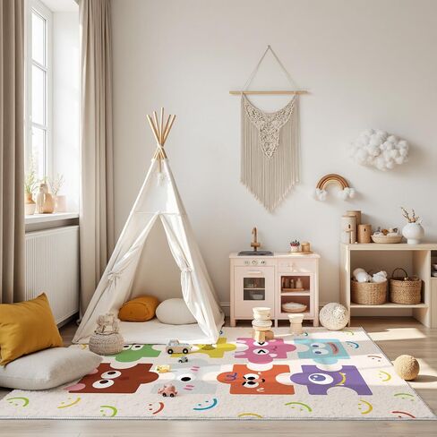 5x7ft Kids Town Road Play Rug - Non-Slip Acrylic Carpet with Interactive City Map Design, Educational Toy Vehicle Mat for Kids, Bedroom Playroom Nursery Gift. in Saudi Arabia