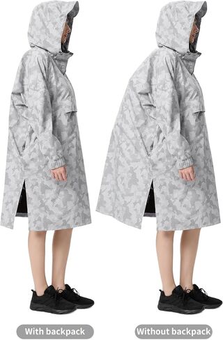 Fahsyee Rain Poncho للنساء سترة مقاومة للماء - سترات المطر الخفيفة الوزن القابلة للوزن مع غطاء محرك السيارة وجيوب in Kuwait