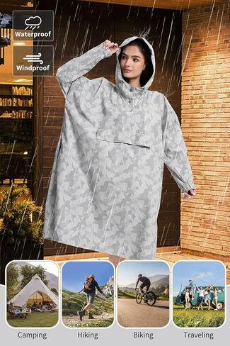Fahsyee Rain Poncho للنساء سترة مقاومة للماء - سترات المطر الخفيفة الوزن القابلة للوزن مع غطاء محرك السيارة وجيوب in Kuwait