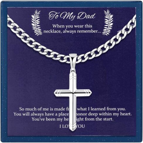 Besteel 925 Sterling Silver Cross Necklace for Men Women, 5MM Durable Stainless Steel Diamond Cut Cuban Link Curb Chain with Silver Cross Pendant, Mens Cross Crucifix Necklaces Jewelry 16-30 Inches in Kuwait
