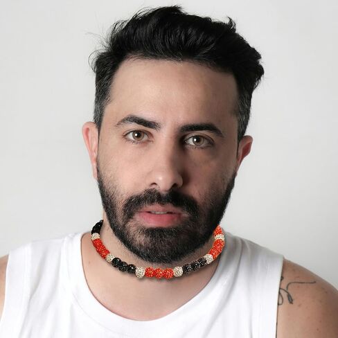 Baseball Beaded Necklace for Men, Bling Ice 16in/18in/20in Shiny Collection Baseball Chain, Glitter Rhinestone Sparky Inspired Discoball Drip Baseball Necklaces Gifts for Player Team Lovers in Saudi Arabia