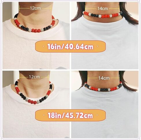 Baseball Beaded Necklace for Men, Bling Ice 16in/18in/20in Shiny Collection Baseball Chain, Glitter Rhinestone Sparky Inspired Discoball Drip Baseball Necklaces Gifts for Player Team Lovers in Saudi Arabia
