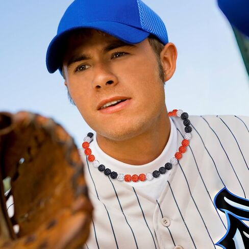 Baseball Beaded Necklace for Men, Bling Ice 16in/18in/20in Shiny Collection Baseball Chain, Glitter Rhinestone Sparky Inspired Discoball Drip Baseball Necklaces Gifts for Player Team Lovers in Saudi Arabia
