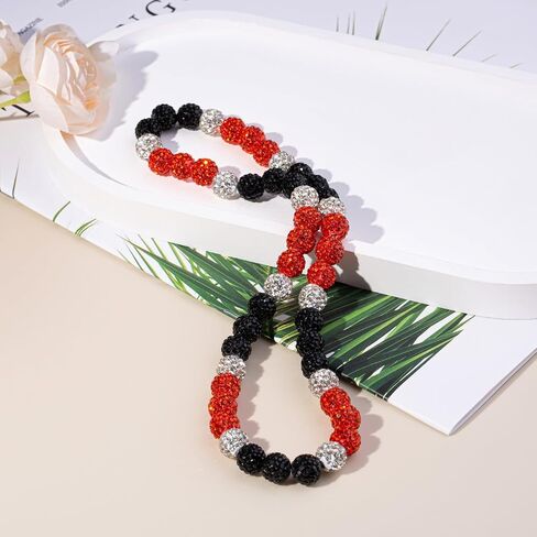 Baseball Beaded Necklace for Men, Bling Ice 16in/18in/20in Shiny Collection Baseball Chain, Glitter Rhinestone Sparky Inspired Discoball Drip Baseball Necklaces Gifts for Player Team Lovers in Saudi Arabia