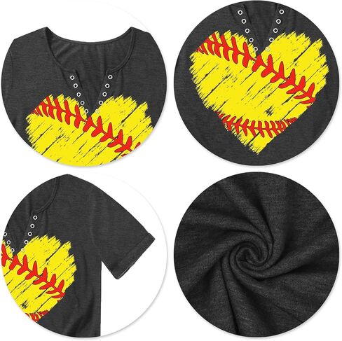 Baseball Shirt Women: Game Day Shirts Baseball V Neck Tshirt Gameday T Shirt Baseball Short Sleeve Tops in Saudi Arabia