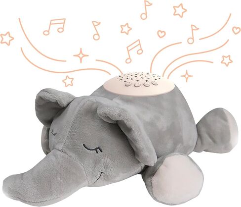 PureBaby Sound Sleepers Portable Sound Machine & Star Projector - Plush Sleep Aid for Baby and Toddlers with Soothing Night Light Display, 10 Lullabies, White Noise, and Heartbeat Sounds (Elephant) in Kuwait