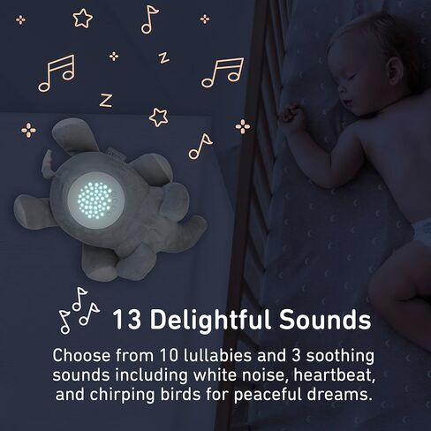 PureBaby Sound Sleepers Portable Sound Machine & Star Projector - Plush Sleep Aid for Baby and Toddlers with Soothing Night Light Display, 10 Lullabies, White Noise, and Heartbeat Sounds (Elephant) in Kuwait