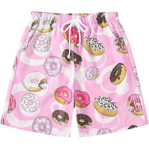 Boy's Summer Ice Cream Bandana Shorts Graphic Boho Paisley Print Kids Drawstring High Waisted Shorts with Pockets