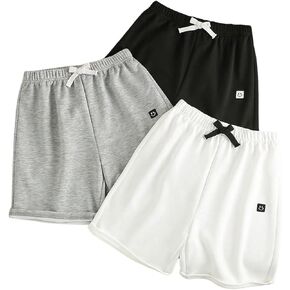 SweatyRocks Boy's 3 Pack Shorts Patched Elastic Waist Summer Athletic Basketball Shorts
