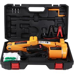 ROGTZ Electric Scissor Car Jack 3 Ton All-in-one Automatic 12v Car Lift with Handle Wrench for Tire Change Replacement (Yellow,3T)