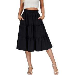 Berydress Midi Skirt for Women with Pockets 2025 High Waist A Line Casual Summer Boho Flowy Tiered Ruffle Beach Skirts in Saudi Arabia