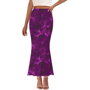 Prettygarden النسائية النسائية الطباعة شبكة طويلة تنورة عالية الخصر بخصوص السمكة السمكة تدفق الصيف maxi التنانير للنساء العصرية