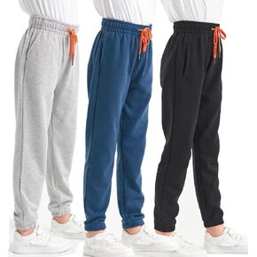 Boys Sweatpants Boys Joggers with Pocket and Drawstring Athletic Trousers 3-Pack Pants Kids Clothes Size 4-14 Years
