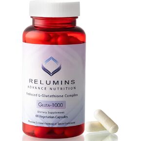 Relumins L Glutathione Supplement Complex - Reduced Glutathione 1000mg with Alpha Lipoic Acid & Rose HIPS Capsules for Nourished & Smoother Skin, 60 Caps