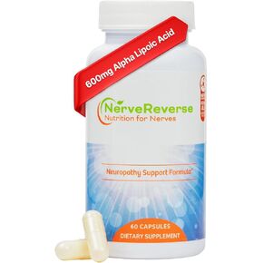 NerveReverse Neuropathy Support Formula-Alpha Lipoic Acid 600mg,Extra Strength Benfotiamine, B12, B9, B6, and D3 - Nerve, Energy, and Metabolism Support-Vegan-60 Capsules,One Month