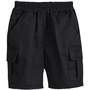Boys School Uniform Shorts with Pockets Jogger Summer Cargo Short for Kids(Age4-12Y)
