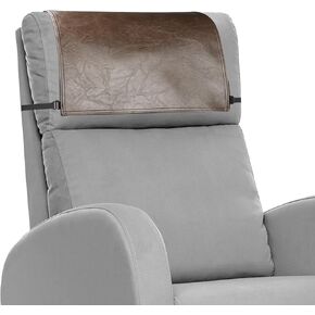 Headrest Cover for Recliner Chair Recliner Headrest Protector Faux Leather Headrest Cover with Elastic Straps 17 x 27In (Brown)