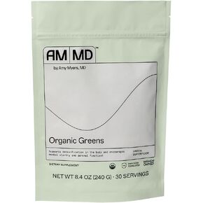 Organic Greens Powder Superfood Juice from The Myers Way Protocol - Contains 14 Powerful USDA Certified Organic Plant Foods - Spirulina, Chlorella, Barley + more, 270 Grams 30 Servings - Dr. Amy Myers