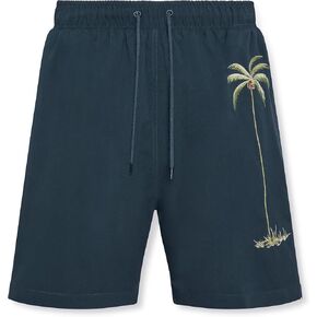 Bamboo Cay Mens Tropical Embroidered Single Palm Swimshort