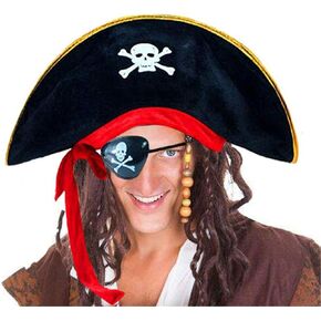 D-Foxes Pirate Hat Party Captain Cap Cap Halloween Cosquerade Cosplay Props مع Patch Eye Patch