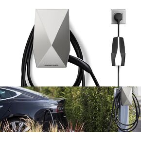 Upgraded Aluminum Charging Cable Holder with Chassis Bracket Compatible with Tesla Cybertruck Model 3 Model Y Model X Model S Charger Cable Organizer Accessories for Wall Connector,Improved Slot
