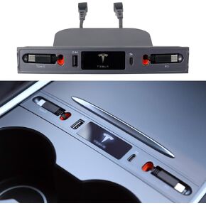محول الشحن السريع لـ Tesla (لا يشمل كابل شحن iPhone 5-14) ، محول Tesla USB Hub Fit Center Censole من 2021-2023 الطراز 3 و 2021-2024 Model Y (غير مناسب 2024-25 الطراز 3 و 2025 طراز Y)