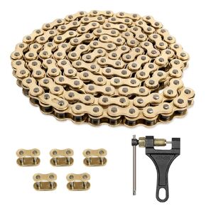 Belleone 520 Gold Motorcycle Chain 120 Links with Chain Breaker, 520 Standard Roller Chain with 5 Connecting Master Links
