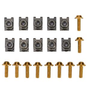 M5 Motorcycle Fairing Body Bolts & Clips, Spire Speed Fastener Clips Screw Spring Nuts, 10PCS(Gold)