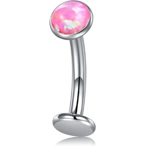 12mm G23 Solid Titanium Belly Button Rings Long Bar Belly Piercings Internally Threaded Floating Belly Navel Rings Piercing Jewelry for Women CZ Opal