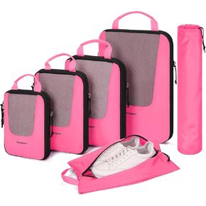 BAGSMART Compression Packing Cubes for Travel, 6 Set/4 Set Packing Cubes for Suitcases, Compression Suitcase Organizer Bags Set for Travel Essentials, Lightweight Packing Organizers