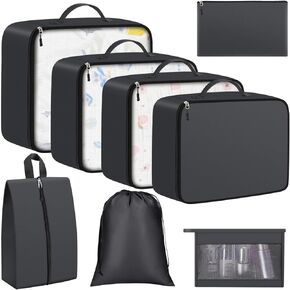 Packing Cubes for Suitcases 8 Set, Packing Cubes for Travel, Foldable Suitcase Organizer Bags Set for Travel Accessories, Bags Organizer for Luggage(Grey)