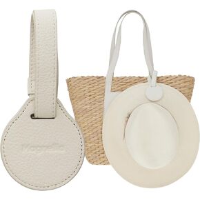 Magnetic Hat Clip for Travel on Bag, Leather Hat Holder for Travel, Handbag Accessories, Beach Essentials, Cruise Essentials, Magnet Brim Clip White