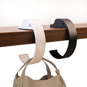2PCS Premium Purse Hook for Table & Purse Holder for Desk - Heavy Duty Alloy Handbag Hanger, Sturdy Bracket to Hold Multiple Bags, Organizer for Dining Room, Office, Counter (Black and White)