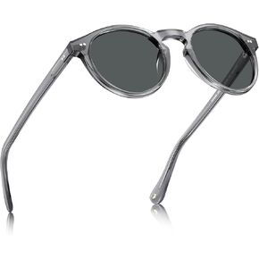 CARFIA Acetate Vintage Round Polarized Sunglasses for Men UV400 Lenses Hand-crafted Frame